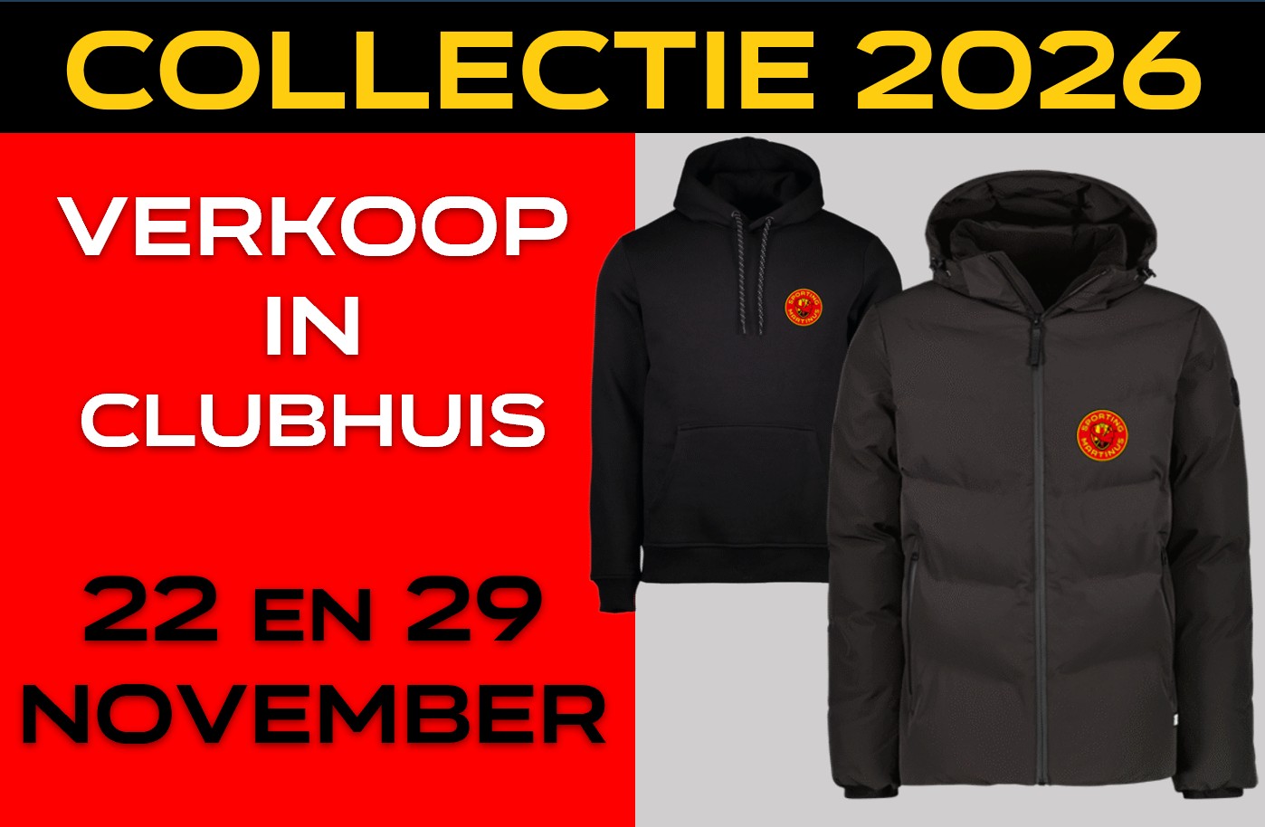 CASUAL WEAR COLLECTIE 2026: verkoop 29 november in clubhuis