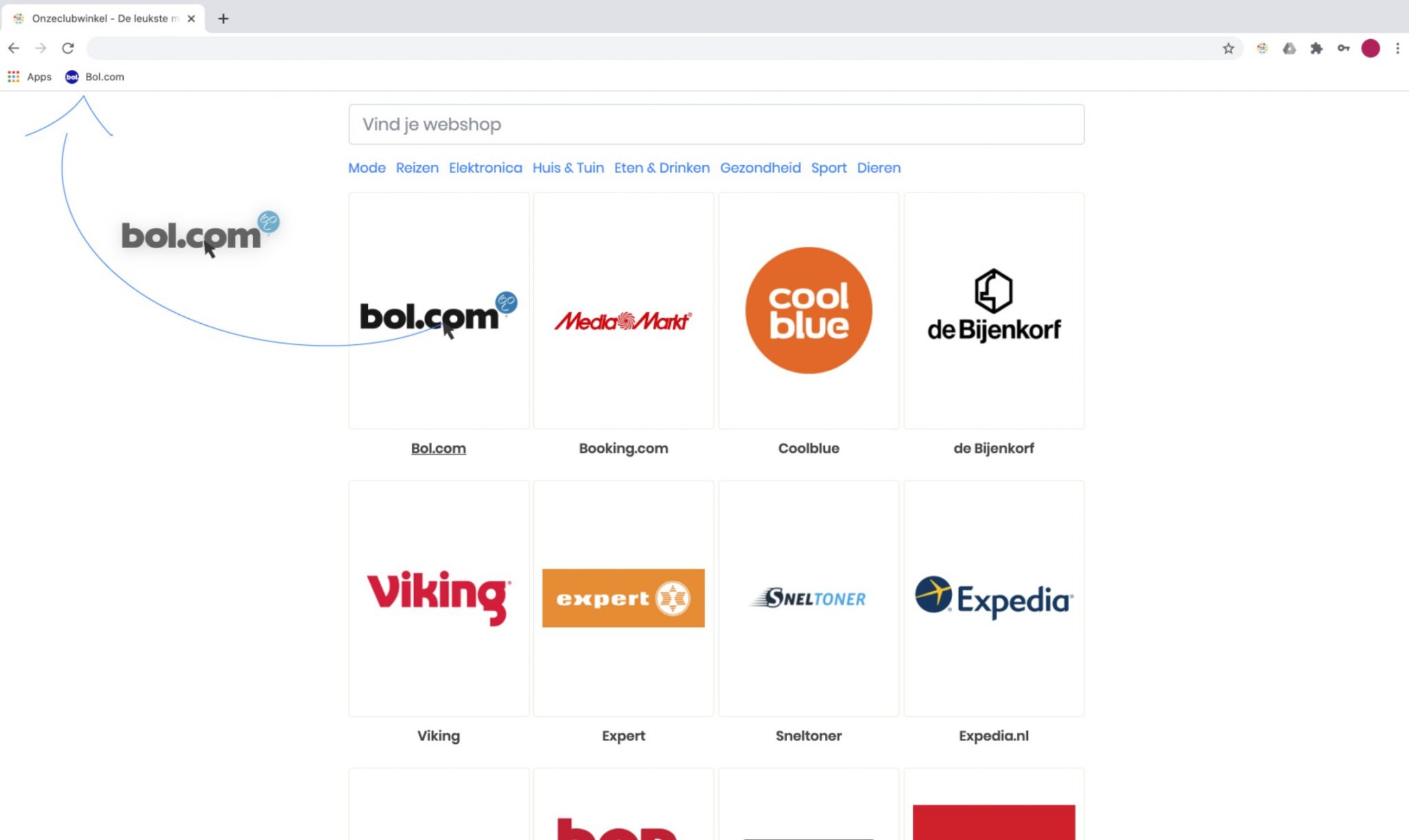 Onze Clubwinkel bladwijzer