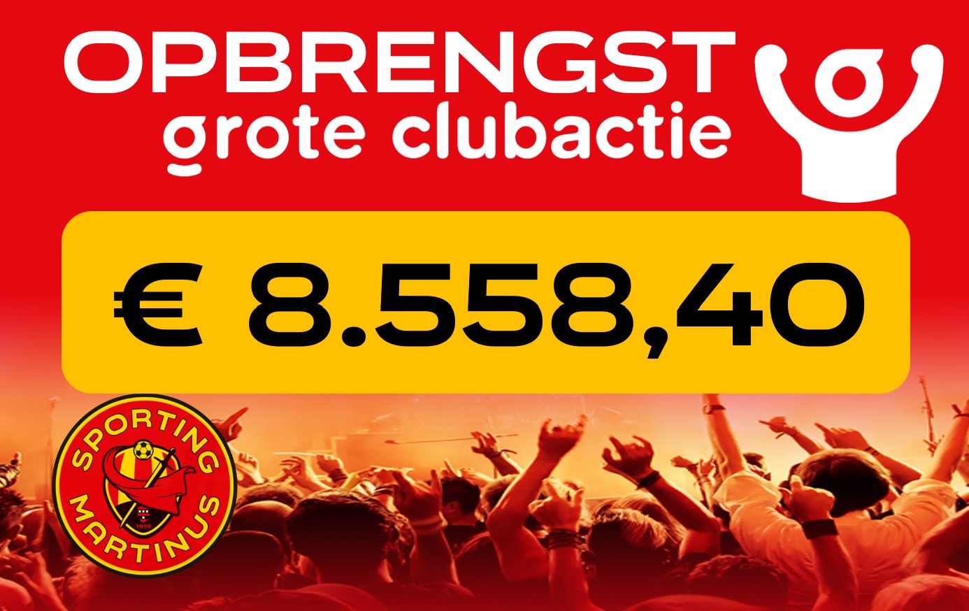 Eindstand Grote Clubactie maar liefst € 8558,40. Check hier of je prijs hebt.