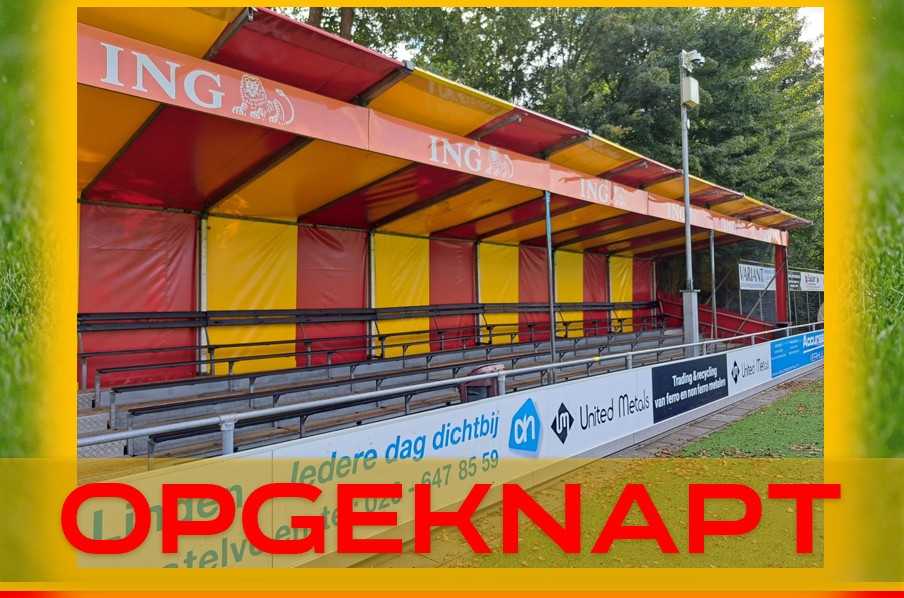 Tribune opgeknapt door vrijwilligers met steun van sponsor Accuraat Verhuur